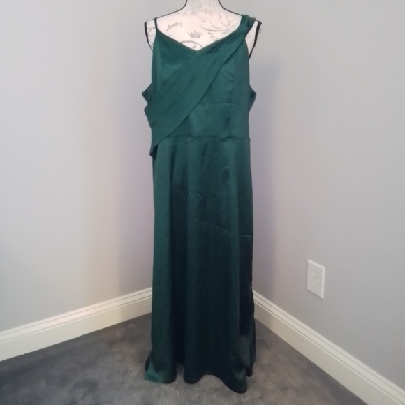 NWT Grace Karin Women Green Side Slit Satin Cocktail Party Dress - 16 - Picture 5 of 11